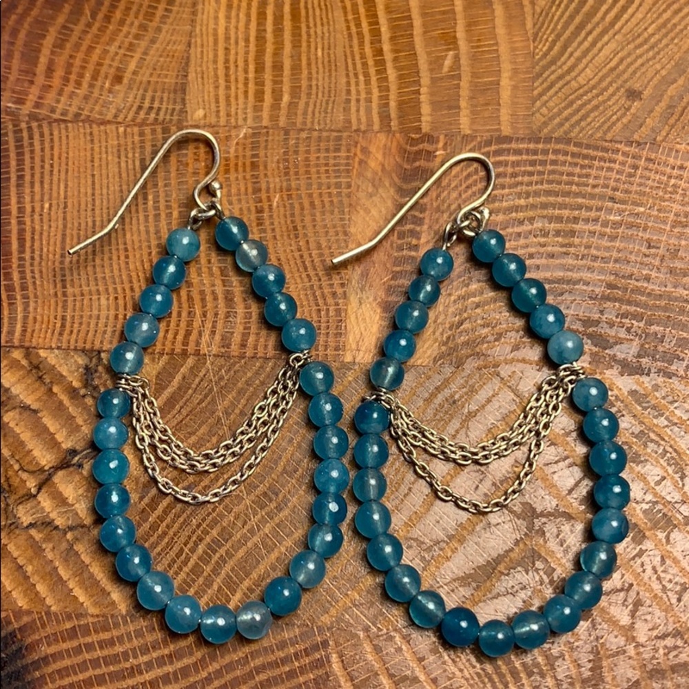 Stone or glass/chain teardrop earrings delicate